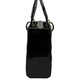 Side of small lady dior black patent leather bag