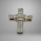 White gold cross pendant with diamonds on a gray background