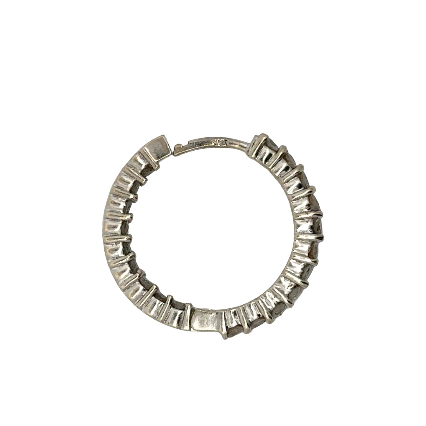 White gold hoop earring with 14K stamp on post