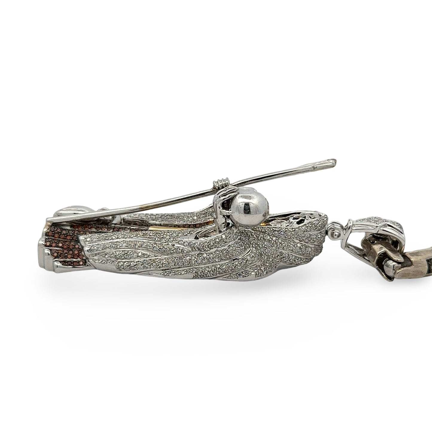 Side of pendant with round diamonds