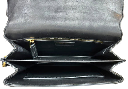 Top of bag with flap open showing interior. Scuff marks on the inside of the flap