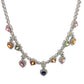 360 video of white gold diamond heart tennis necklace and colored gemstones