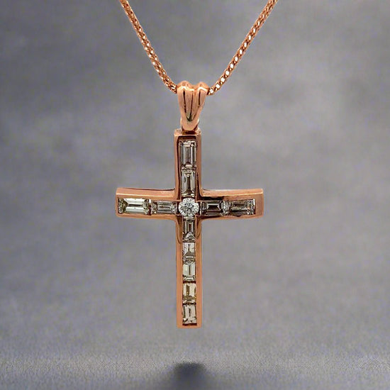 360 video of cross necklace