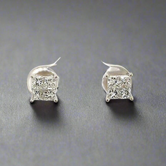 360 video of princess cut diamond earrings