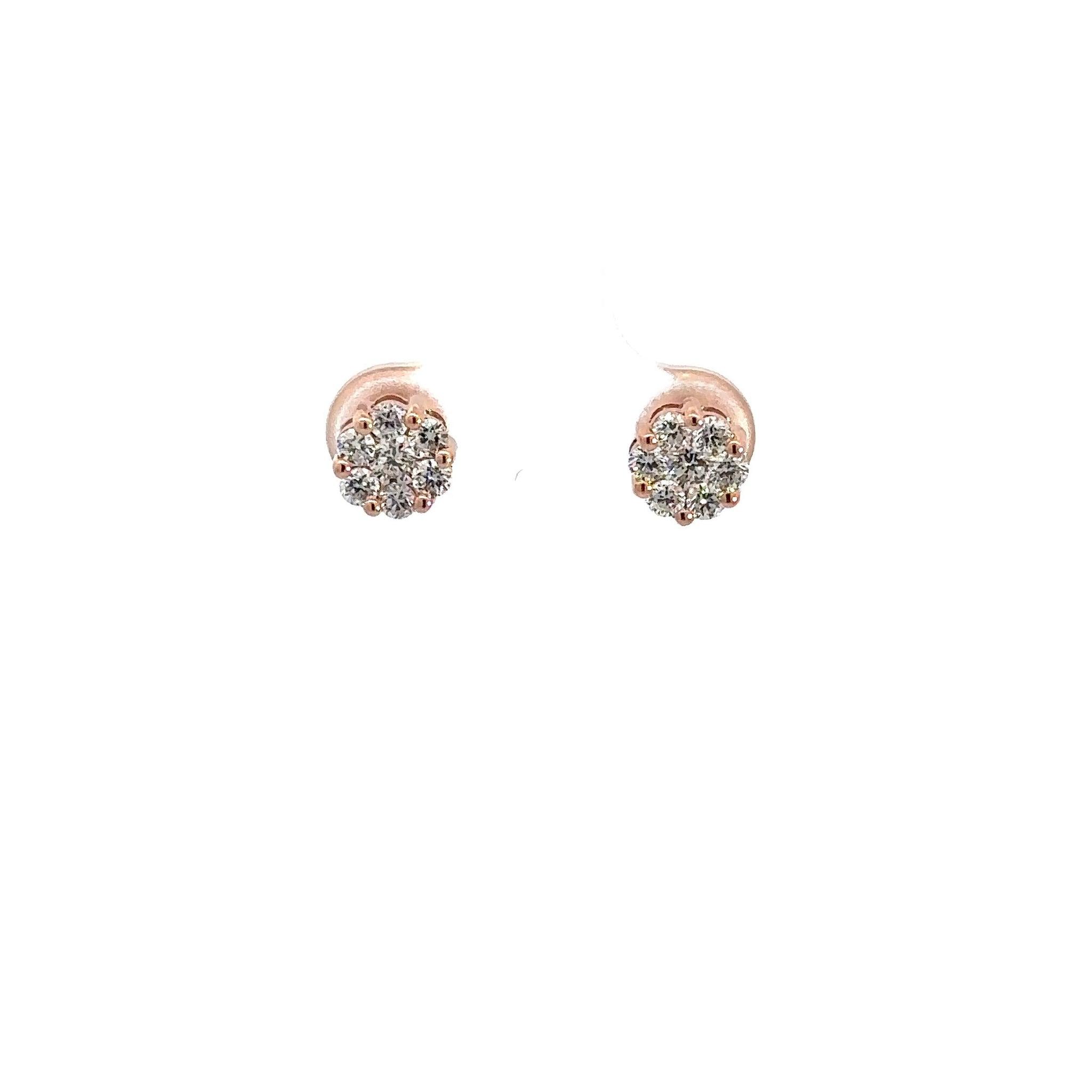 360 video of rose gold diamond floral earrings