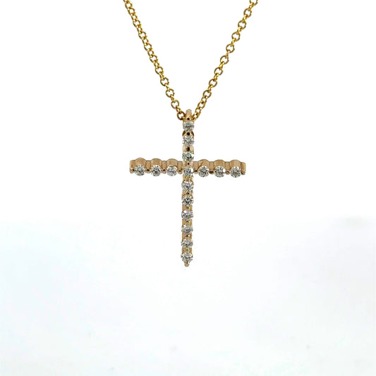360 video of diamond cross necklace in yellow gold