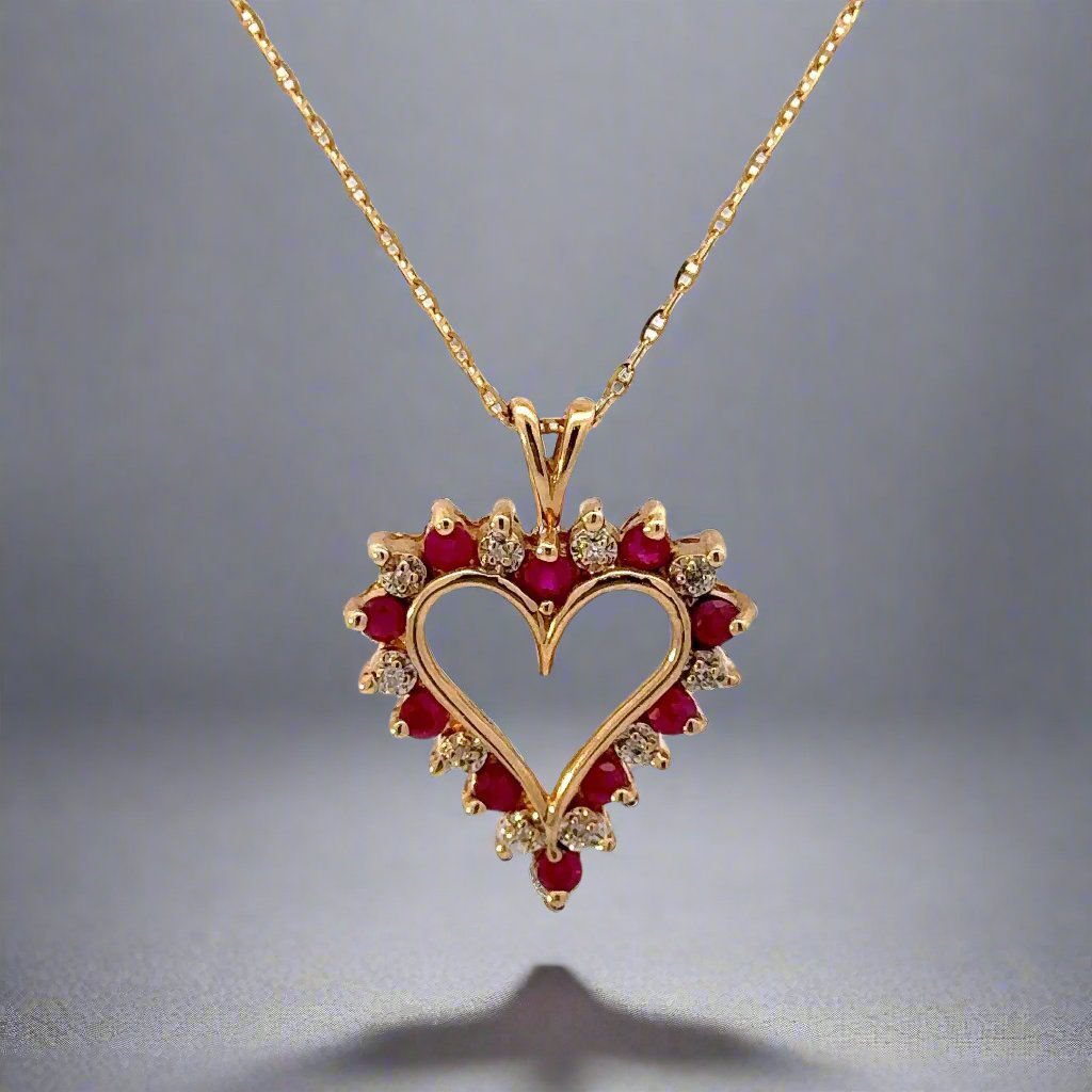 10K Yellow Gold Vintage Diamond + Colored Gemstone Open