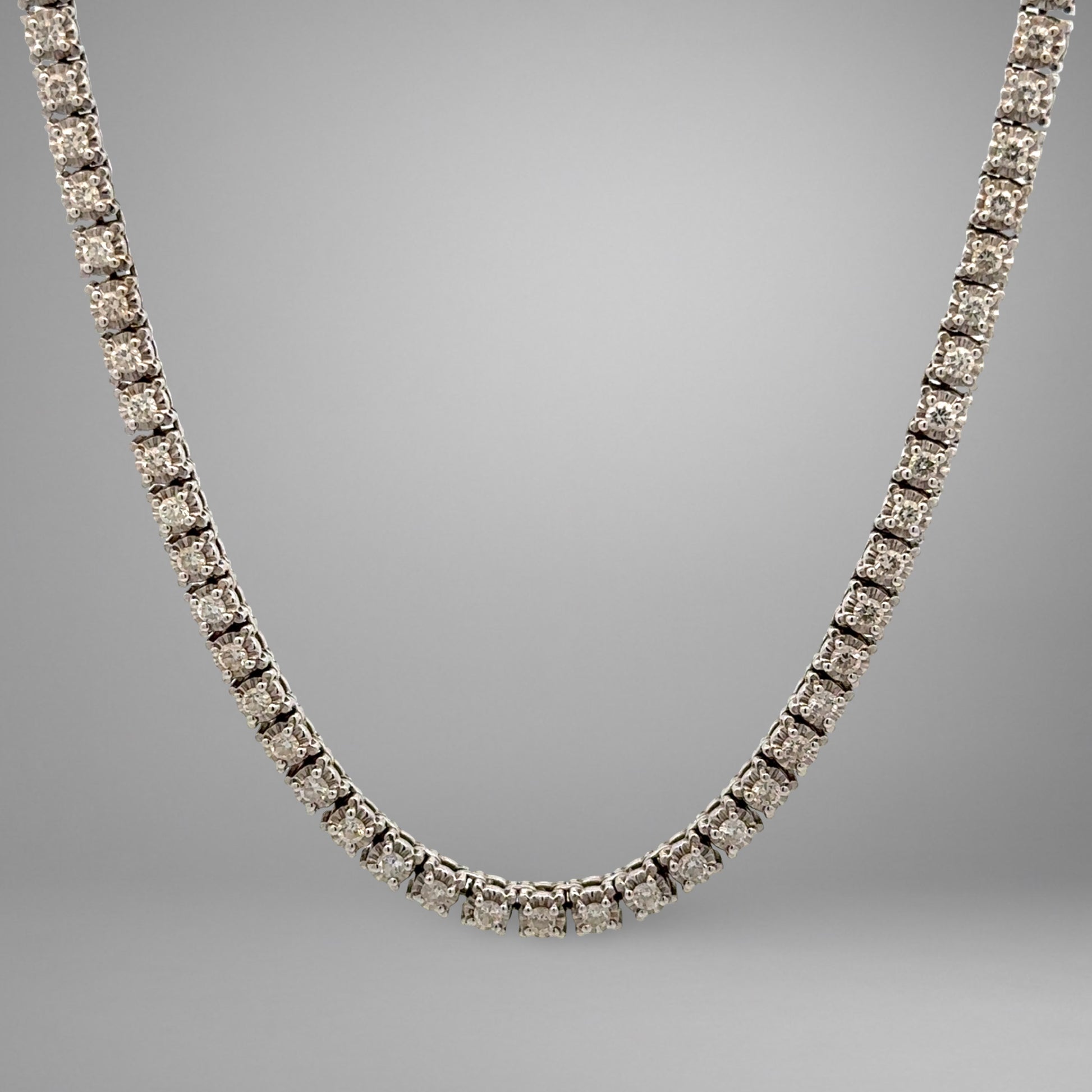 14K White Gold Diamond Tennis Chain Necklace – Steve's