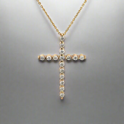 360 Video of diamond cross necklace with thin link chain