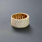 360 video of yellow gold 5 row diamond band ring