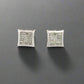 360 degree video of white gold square diamond princess-cut earrings