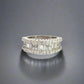 360 video of white gold diamond ring with diamonds going half way around band and 14k stamp on inside
