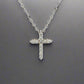 360 Video of white gold diamond cross on thin white gold link chain