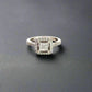 360 Video of white gold diamond engagement ring with round + princess cut diamonds in square setting
