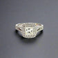 18K White Gold 1.5TCW Princess-Cut Diamond Pave Double Halo Engagement Ring